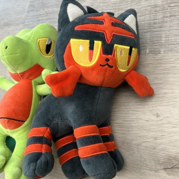 Pokemon Plush 8" Set‎ Of 2 Treecko & Litten Stuffed Animal Toy Official Licensed - Picture 3 of 15